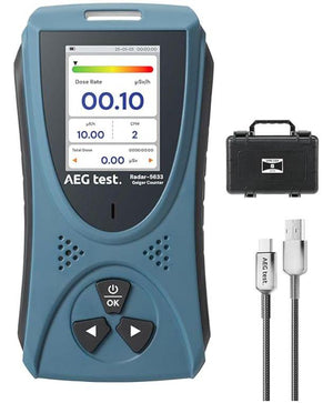 Radiation Detector AEGTEST Radar-5633 Portable Nuclear Radiation Detector with LCD Screen, Rechargeable Dosimeter for Beta Gamma X-ray Detection, Measures in CPM μSv/h μR/h μSv